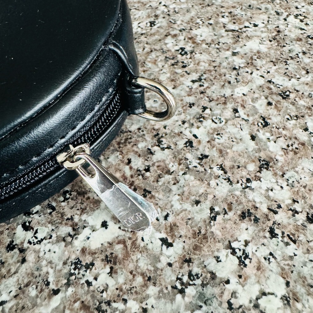Dior Black Leather Round Pochette with Silver & Black Leather crossbody strap - Picture 4 of 16